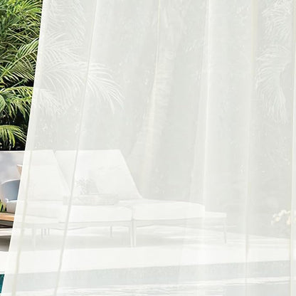 MIULEE Ivory Waterproof Outdoor Sheer Curtains - Image 6
