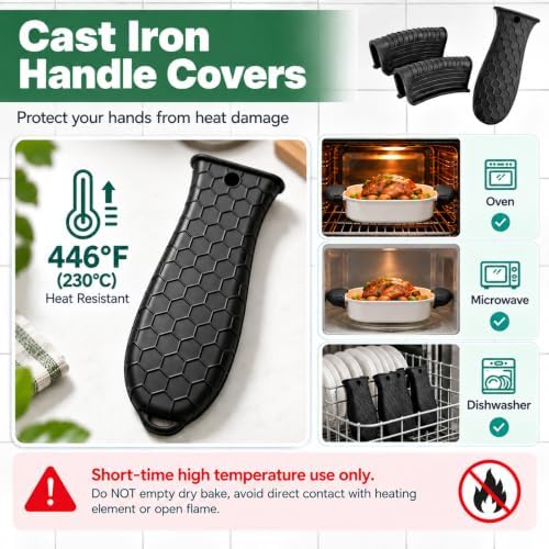 6Pcs Cast Iron Handle Cover, Silicone Pot Holders - Image 6