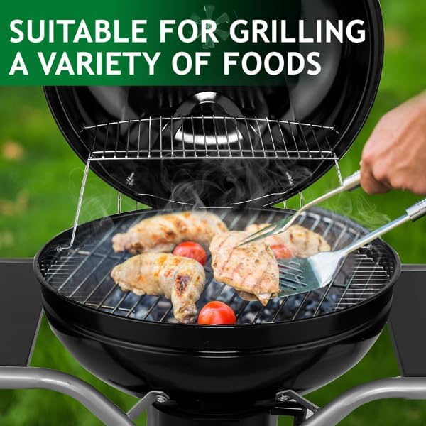 Kettle Charcoal Grill with 2 Side Tables & Storage Shelf, Outdoor BBQ Grill - Image 5