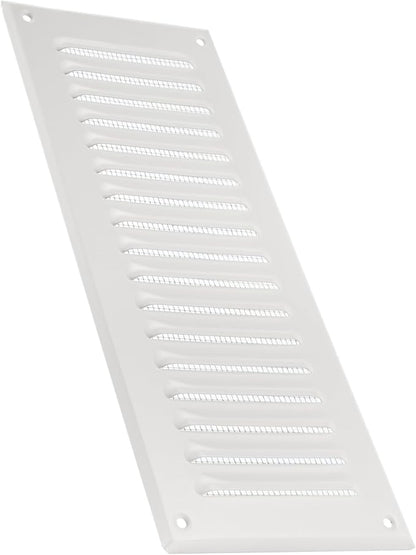 Vent Systems – 3.35 x 9.84 Inch (Inner) White Metal Rectangular Soffit Air Vent Grille Cover, Register Vent Deflector Louver Built-in Mesh HVAC For Bathroom Home Office Kitchen 4.92" x 11.61" (Outer)