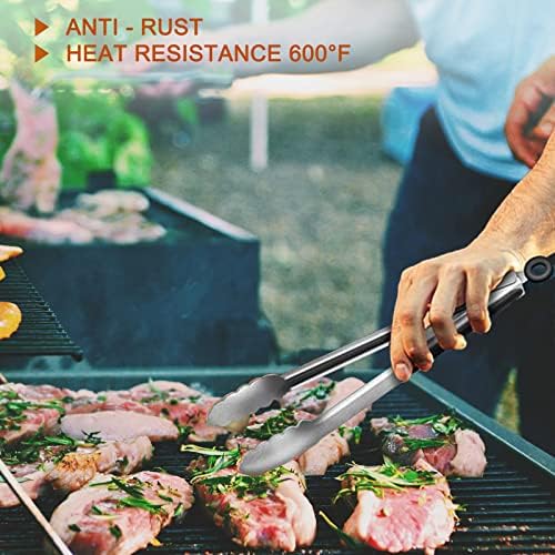9 Pieces Stainless Steel Kitchen Tongs Grilling Locking Cooking Tongs Non-Slip - Image 6
