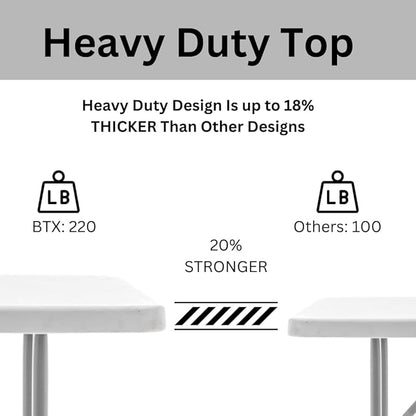 BTEXPERT 6-Foot - 72" Long White Granite Plastic Folding Seminar Training Table Portable 18" Wide Narrow, 29" High, Events Indoor Outdoor Lightweight Set of 2