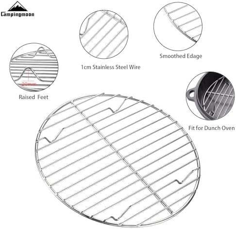 Campingmoon 12 Inch Round Cooling Rack, 304 Stainless Steel - Image 4