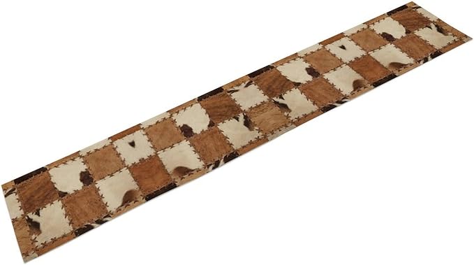Cowhide Animal Table Runner, Vintage Western Cowboy Patchwork Fur Table Runner for Kitchen Farmhouse Dining Home Banquet Party 13x60in