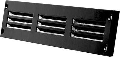 Repa Market 12x2 Inch Air Vent Cover/Black Galvanized Steel Louvered Grill Cover with Mesh Screen/Wall or Ceiling Vent/Durable Flush Mount HVAC Register for Indoor and Outdoor Ventilation