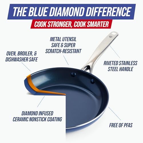 Blue Diamond 10" Diamond Infused Ceramic Nonstick Frying Pan Skillet - Image 4