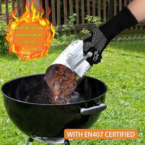BBQ Gloves 1472F Heat Resistant Non-Slip Silicone 13.5in - Image 4
