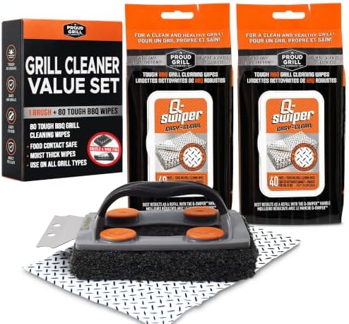 Proud Grill Q-Swiper Easy-Clean BBQ Grill Cleaner, Grate Cleaner, Value Set by ProudGrillCompany