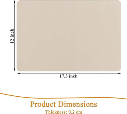 SHACOS Placemats Set of 6 Faux Leather Heat Resistant PU Non-Slip Vinyl Place Mats Waterproof Wipeable Table Mats for Kitchen Dining Indoor Outdoor, Beige