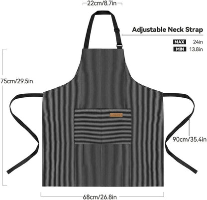 NLUS 2 Pack Kitchen Cooking Aprons, Adjustable Bib Soft Chef Apron - Image 2