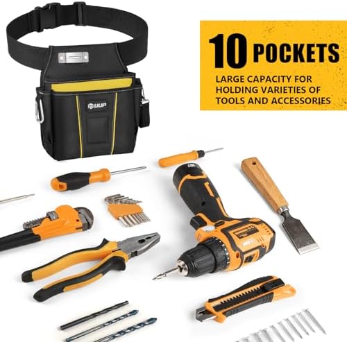 UUP Tool Belt for Men, 10 Pockets Magnetic Tool Pouch Heavy Duty Toolbelt - Image 5