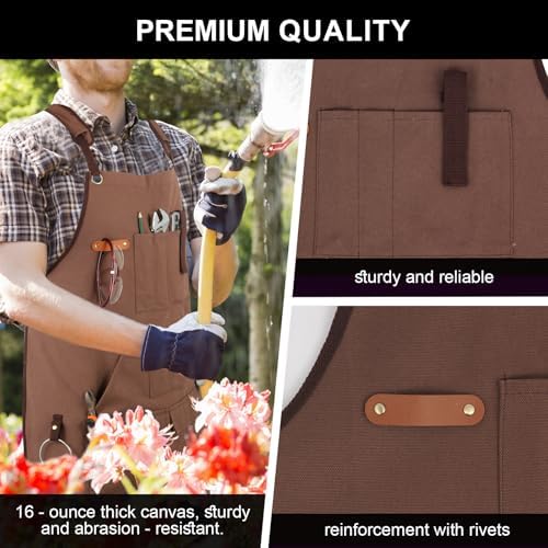 Unisex Woodworking Work Apron, 16oz Multi-Pocket Canvas Apron - Image 5