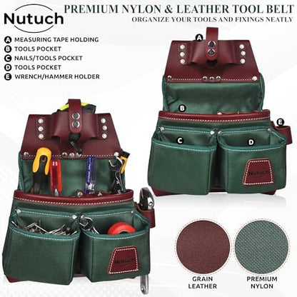 Nylon and Leather Tool Belt | Nylon Tool Pouch | Carpenter Tool Belt | - Image 3