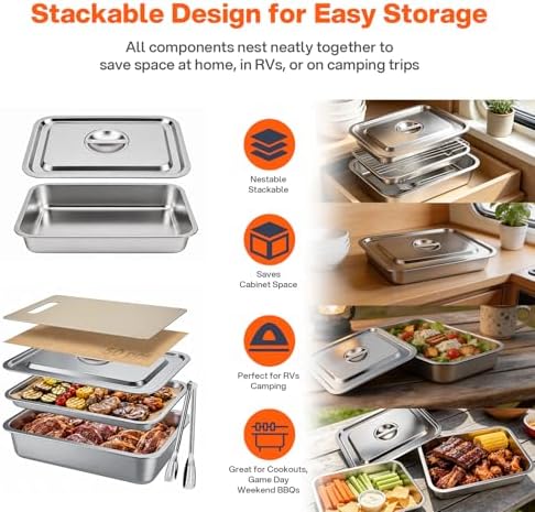 FOOGWEE 6-in-1 Grill Tray and Carry System, Stainless Steel Grill Carry System - Image 6