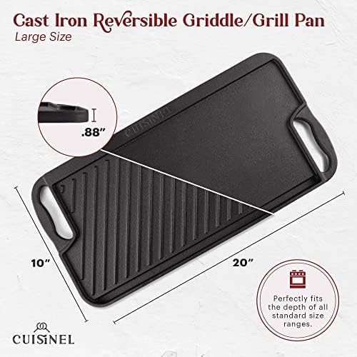 Cuisinel Cast Iron Griddle/Grill + Burger Press + Pan Scrapers - Image 4