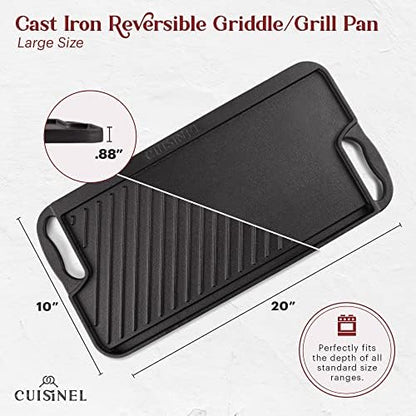 Cuisinel Cast Iron Griddle/Grill + Burger Press + Pan Scrapers - Image 4