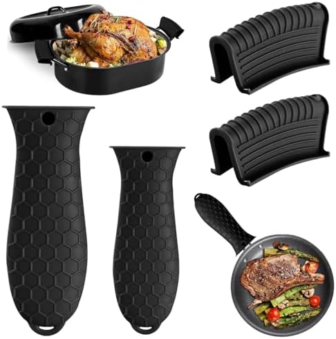 4 Pack Silicone Hot Handle Holder Cover Cast Iron Handle Cover Silicone Pot by Dazzhues