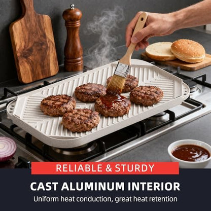Caannasweis nonstick grill pan for stove top Reversible Griddle 19.5" x 11" - Image 3