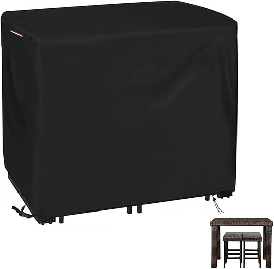 Outdoor Bar Height Table and Chair Cover, Heavy Duty 600D Waterproof Patio Bar Set Cover for Rectangular 48" Long Bar Height Dining Furniture Set - 48"L x 30"W x 36"H