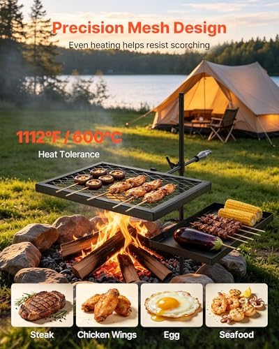 VEVOR Heavy Duty Swivel Campfire Grill, Double Layer Portable Camping Grill - Image 4