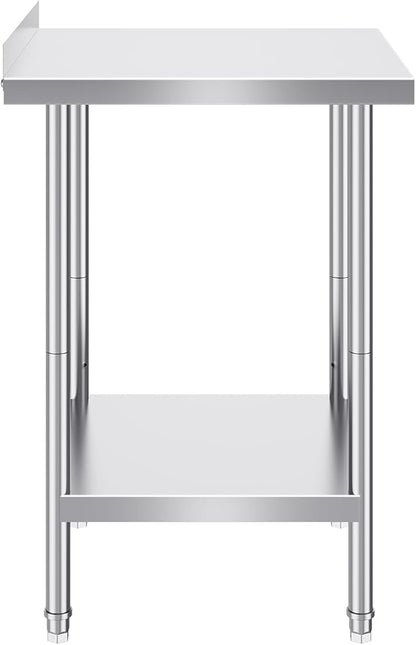 VEVOR 24 x 24 x 36 Inch Stainless Steel Work Table, Commercial Food Prep Worktable Heavy Duty Prep Worktable, Metal Work Table with Adjustable Height for Restaurant, Home and Hotel