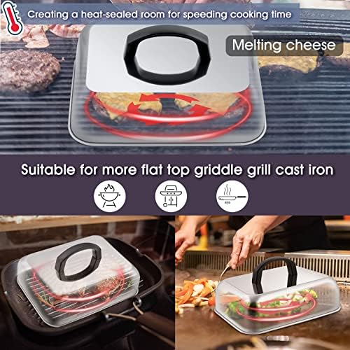 HaSteeL Cheese Melting Dome Set of 2, Stainless Steel Rectangular 9x7 Inch - Image 6