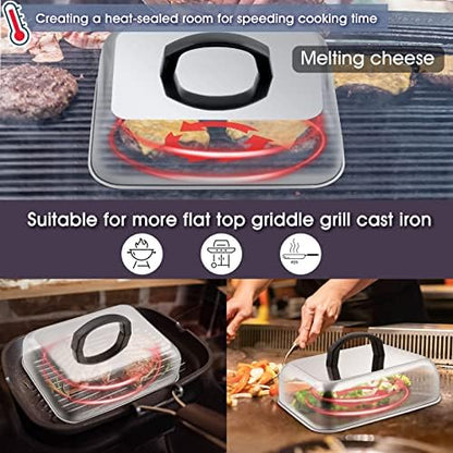 HaSteeL Cheese Melting Dome Set of 2, Stainless Steel Rectangular 9x7 Inch - Image 6