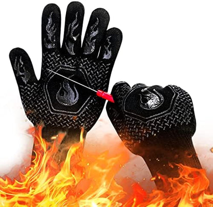 BBQ Gloves 1472F Heat Resistant Non-Slip Silicone 13.5in by DKHDBD