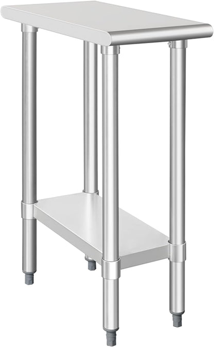 HARDURA Stainless Steel Table 24X12 Inches with Undershelf and Galvanized Legs NSF Heavy Duty Commercial Prep Work Table for Restaurant Kitchen Home and Hotel
