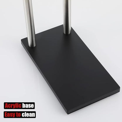 JQK Hand Towel Holder Stand Brushed, Modern Tree Rack Free Standing for Countertop with 12 Inch 2 Bars, 304 Stainless Steel Nickel, HTT172-BN
