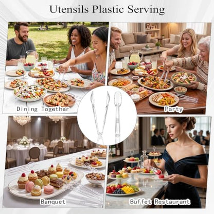 24 Pack Clear Plastic Serving Tongs - Image 7