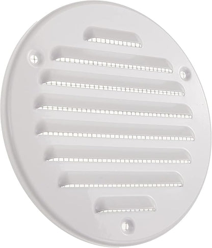 Vent Systems - 4 Inch (Inner) Pack of 10 White Metal Round Soffit Air Vent Grille Cover, Register air Vent Deflector, Louver - Built-in Mesh - HVAC for Bathroom, Home Office, Kitchen 5 Inch (Outer)