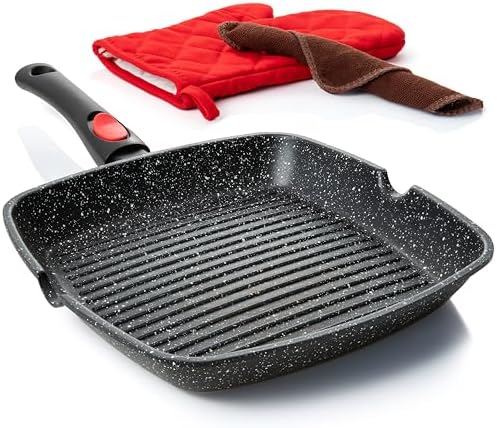 Moss & Stone Grill Pan for Indoor Cooking 11Inch Nonstick Square Grill Pan by Mossstone