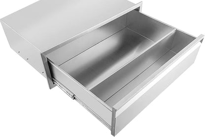 Outdoor Kitchen Drawer, 30" W x 10" H x 23" D Stainless Steel BBQ Single Drawer with Clapboard, BBQ Island Drawers for Outdoor Kitchens or Patio Grill Station