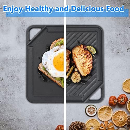 GasSaf Cast Iron Reversible Griddle, Double Sided Grill Pan Perfect - Image 3