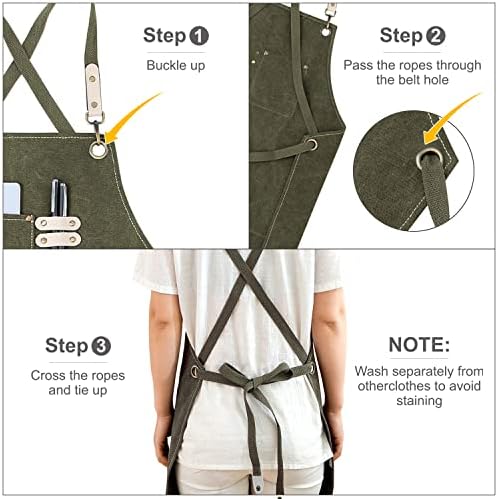 Hongsome Cotton Canvas Cross Back Apron - Image 4