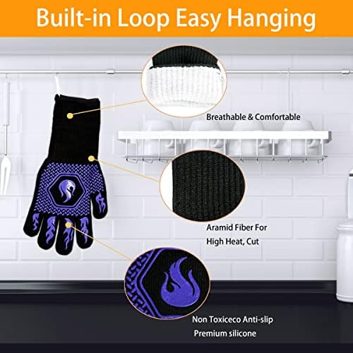 BBQ Gloves 1472F Heat Resistant Non-Slip Silicone 13.5in - Image 3