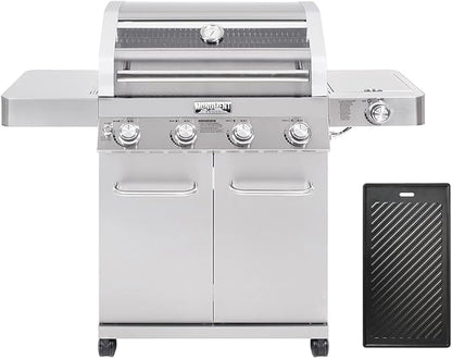 Monument Grills Larger Convertible 4-Burner Natural Gas Grill Stainless Steel Cabinet Style Propane Grills with Cooking Plate(2 items)