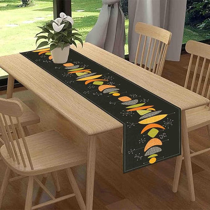 Mid Century Modern Table Runner, Retro 1950s Atomic Modern Abstract Black Orange Coffee Table Center Decor for Home Kitchen Dining Patio Holiday Party Table Decorations, 13"x90" Inch