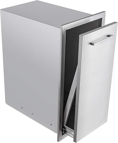 TIANAI 14" Single Pull-Out Trash Drawer Stainless Steel Outdoor Kitchen Trash Drawer Storage for One 10 Gallon Commercial Wastebasket