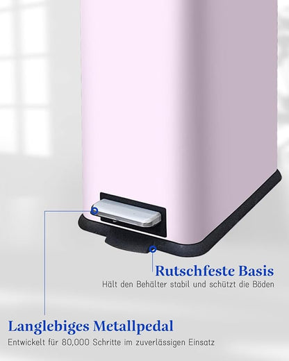 JM.YIPENG Bathroom Rubbish Bin, 5 Litre Cosmetic Bin, Small Waste Bin with Soft Close Lid, Bathroom Bin for Toilet, Bathroom, Bedroom, Living Room, Pink