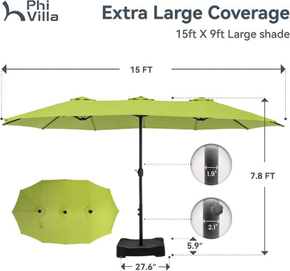 PHI VILLA 15ft Large Outdoor Patio Umbrella - Image 6