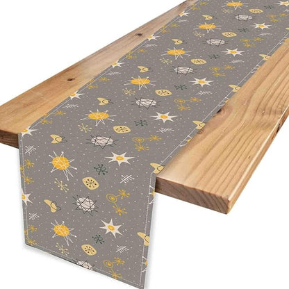 Mid Century Modern Table Runner, Retro 1950s 1960s Atomic Abstract Gray Cute Coffee Table Center Decor for Home Kitchen Dining Patio Holiday Party Indoor Outdoor Table Decorations, 13"x90" Inch