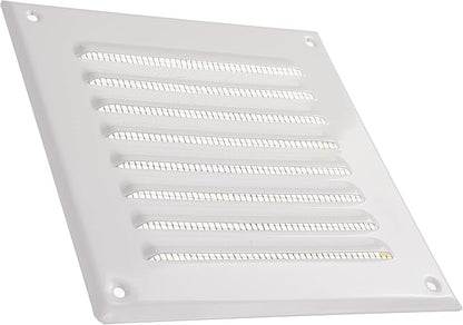 Vent Systems - 5 x 5 Inch (Inner) Pack of 2 White Metal Square Soffit Air Vent Grille Cover, Register Vent Deflector Louver Built-in Mesh HVAC for Bathroom Home Office Kitchen 6.5" x 6.5" (Outer)