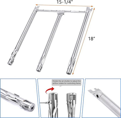 Gassaf 15.3inch Flavorizer bars and 18inch Burner Tube Set Replace for Weber Spirit 300 Series Spirit E310, E320, S310 S320, Part kit Replace for Weber 7636 69787