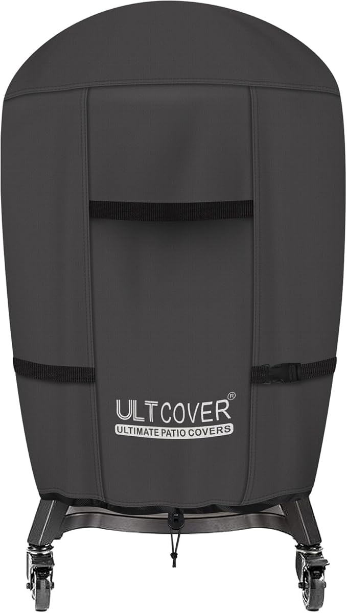 ULTCOVER Outdoor Waterproof Charcoal Kamado Joe Grill Cover for 22-24 inch Char-Griller Char-Broil and Other Round Smokers Size Up to 36” Dia x 45” H, Black