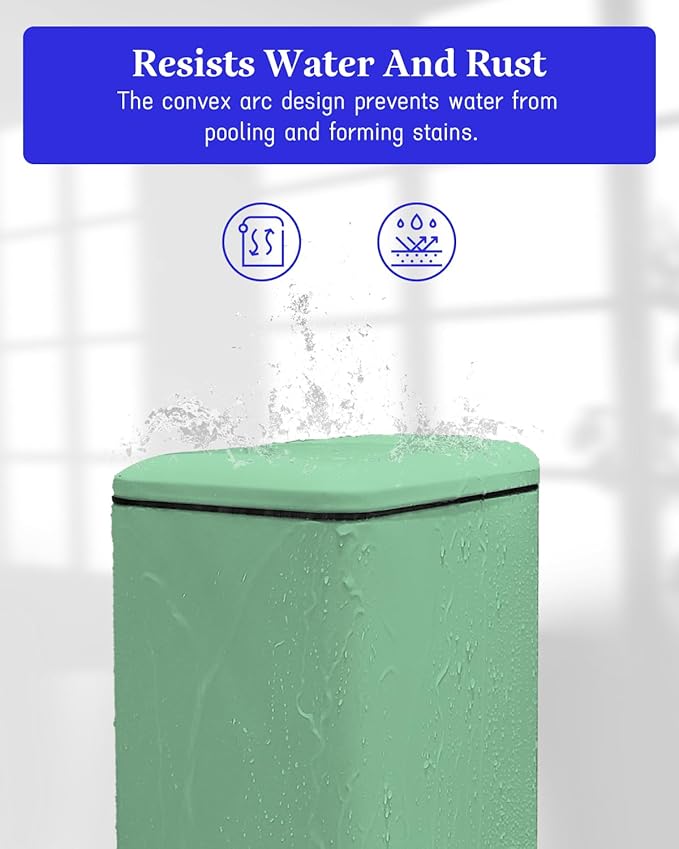 JM.YIPENG Bathroom Trash Can, 16.7L / 4 Gallon Rectangular Trash Can with Lid, Inner Bucket, Step Pedal, Stainless Steel Medium Garbage Can for Kitchen, Living Room, Office, Dorm, Green