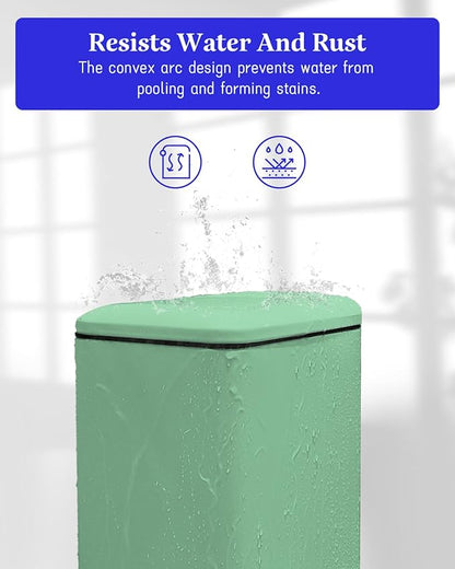 JM.YIPENG Bathroom Trash Can, 16.7L / 4 Gallon Rectangular Trash Can with Lid, Inner Bucket, Step Pedal, Stainless Steel Medium Garbage Can for Kitchen, Living Room, Office, Dorm, Green