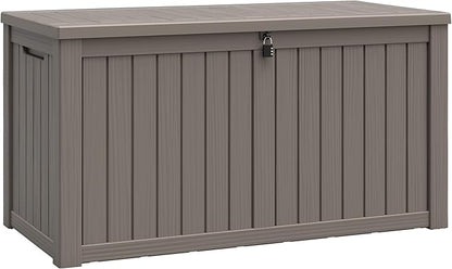 NUNU LAB 180 Gallon Outdoor Storage Box Waterproof, Outside Package Delivery Deck Boxes with Lockable Lid, Backyard Storage Bin For Garden Tools, Patio Cushions, Gray
