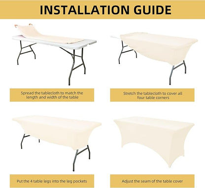 6-Pack 6ft Spandex Table Covers for Rectangle Standard Folding Tables - Wrinkle Resistant Stretch Tablecloths - Ultimate Fitted Table Protector for Parties, Trade Shows, Wedding